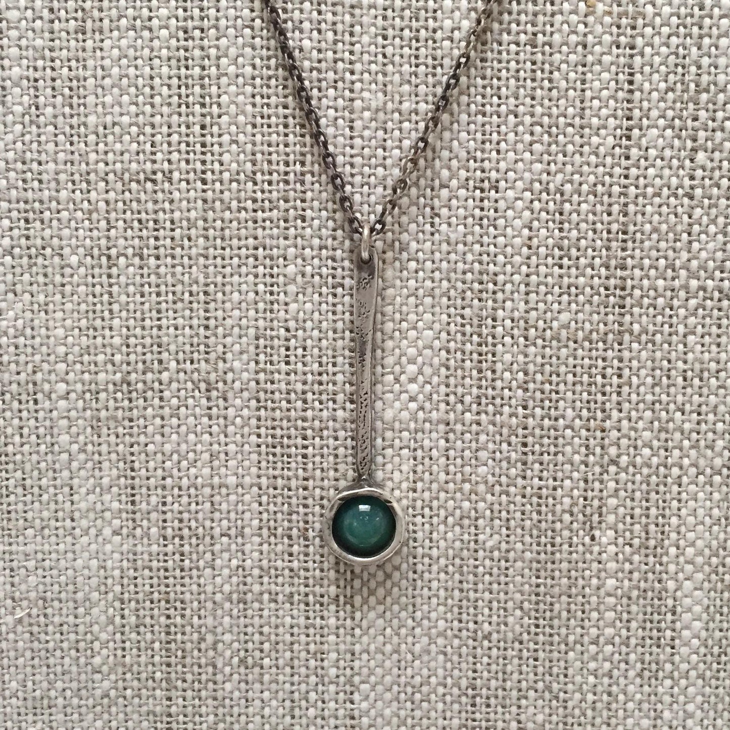 Tic Toc Sterling Silver Gemstone Necklace with Turquoise by iNk Jewelry