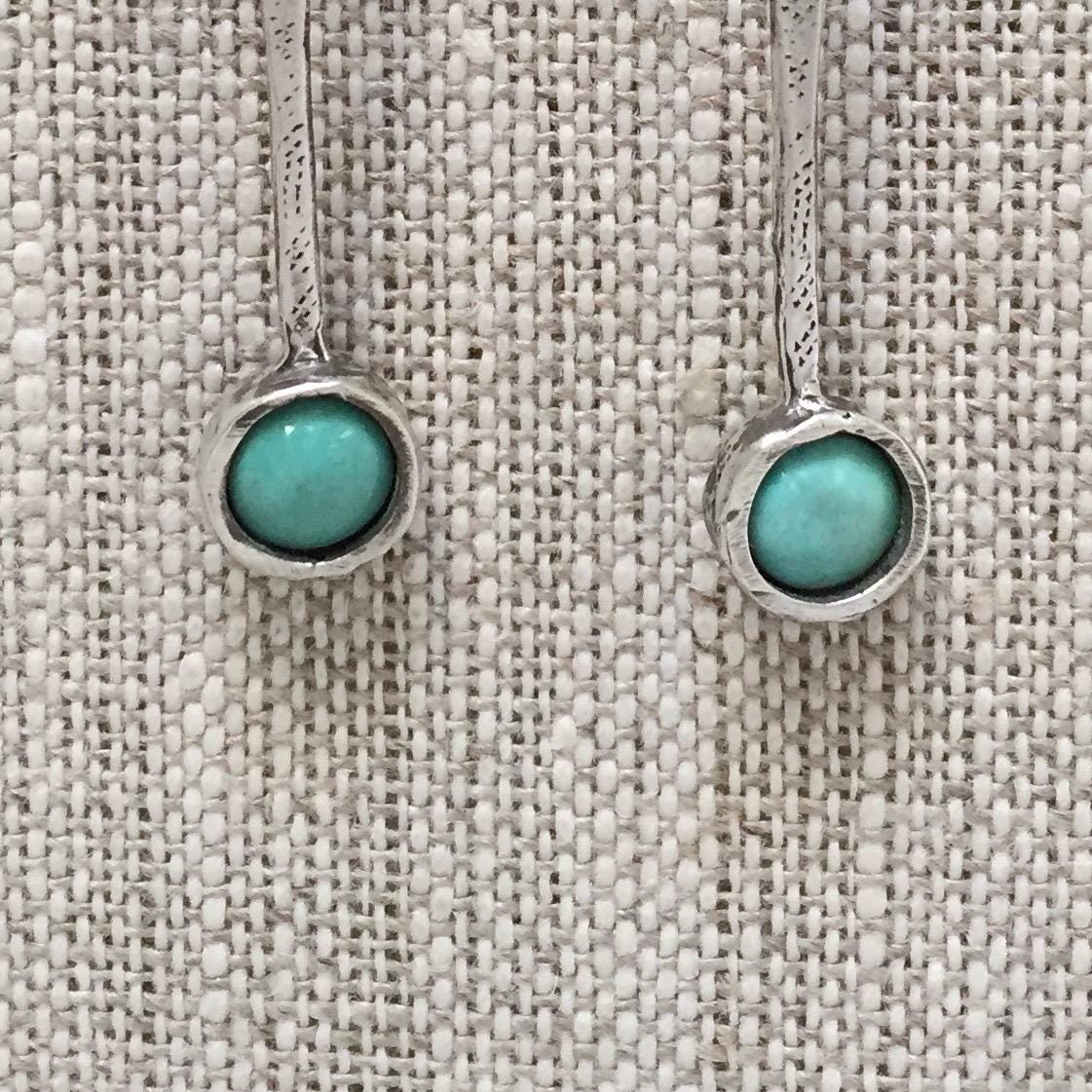 Tic Toc Sterling Silver Gemstone Earrings with Turquoise by iNk Jewelry