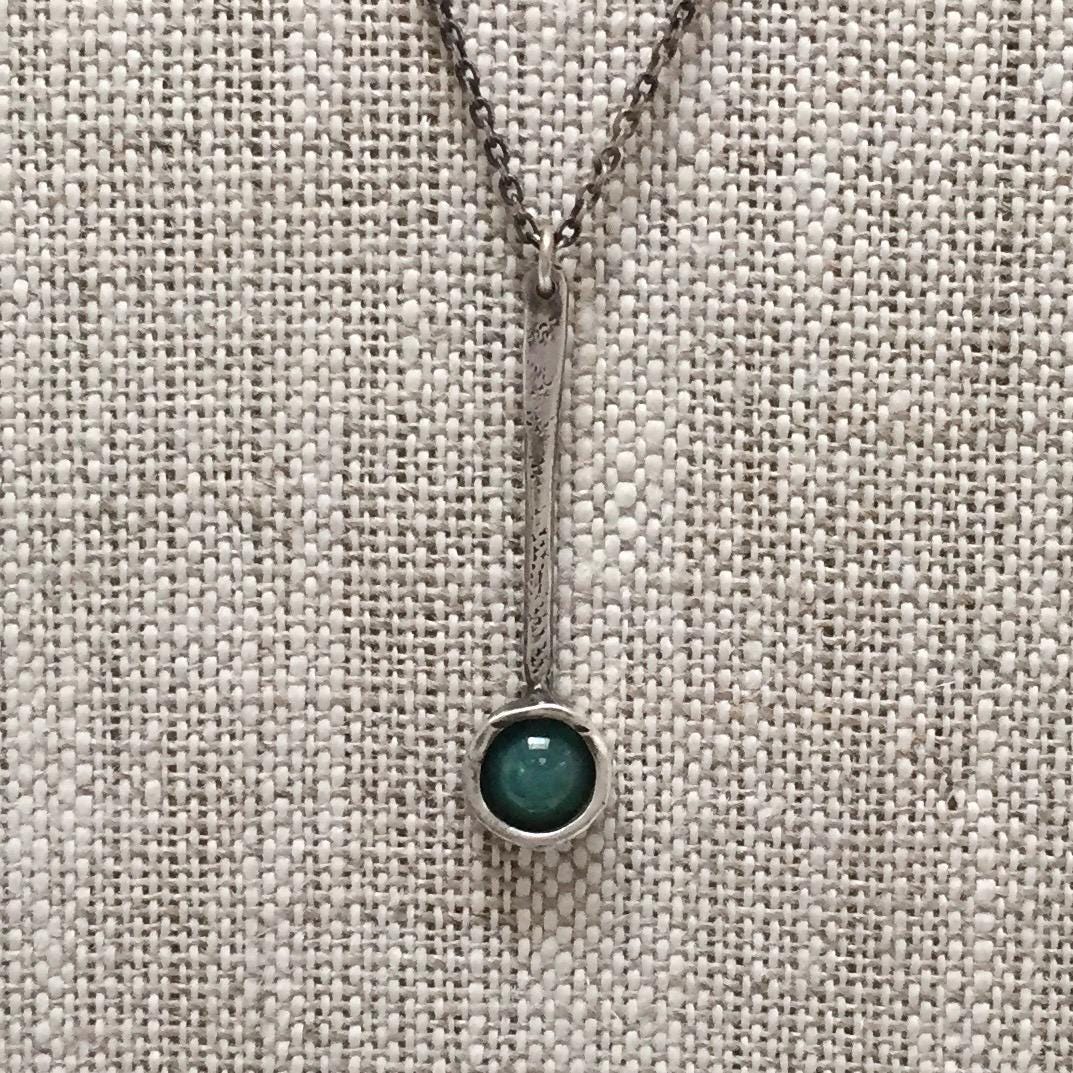 Tic Toc Sterling Silver Gemstone Necklace with Turquoise by iNk Jewelry