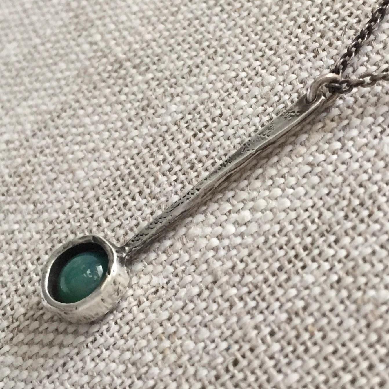 Tic Toc Sterling Silver Gemstone Necklace with Turquoise by iNk Jewelry