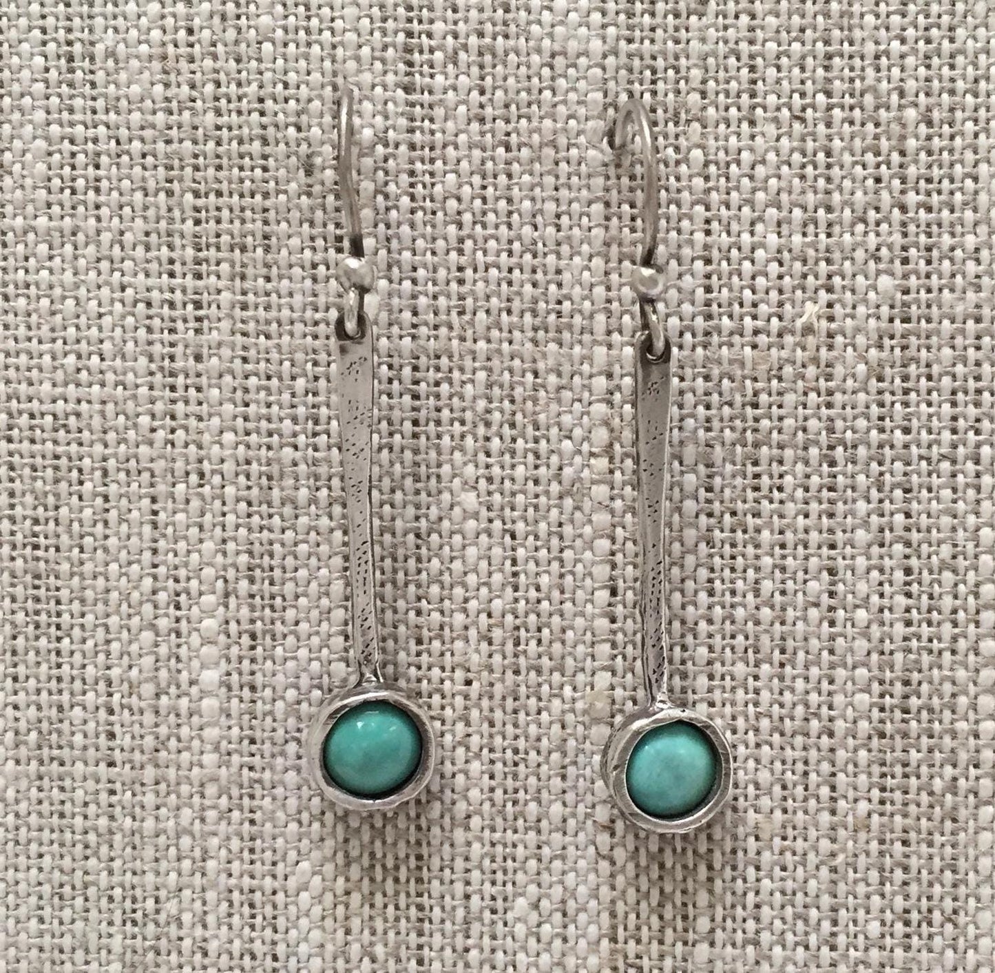 Tic Toc Sterling Silver Gemstone Earrings with Turquoise by iNk Jewelry