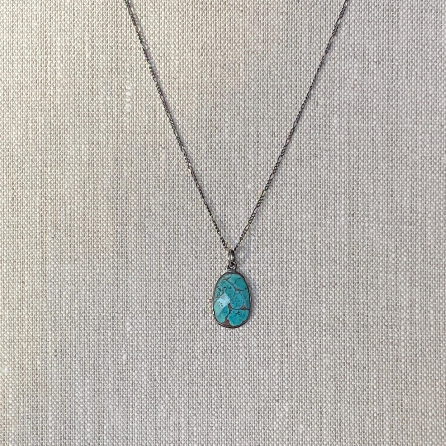 Faceted Turquoise Pendant with black bezel and chain "Turq" gemstone necklace by iNk Jewelry