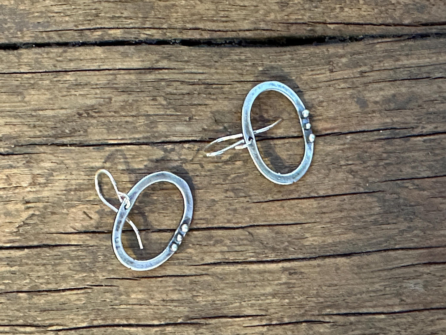 Sterling Silver Oval Dot Earrings "Three Moons" Earrings by iNk Jewelry