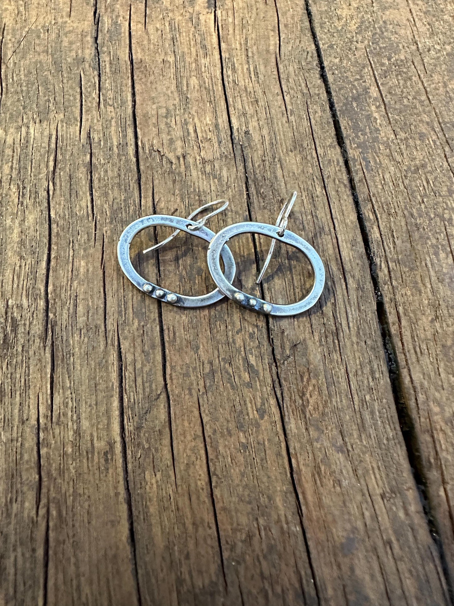 Sterling Silver Oval Dot Earrings "Three Moons" Earrings by iNk Jewelry