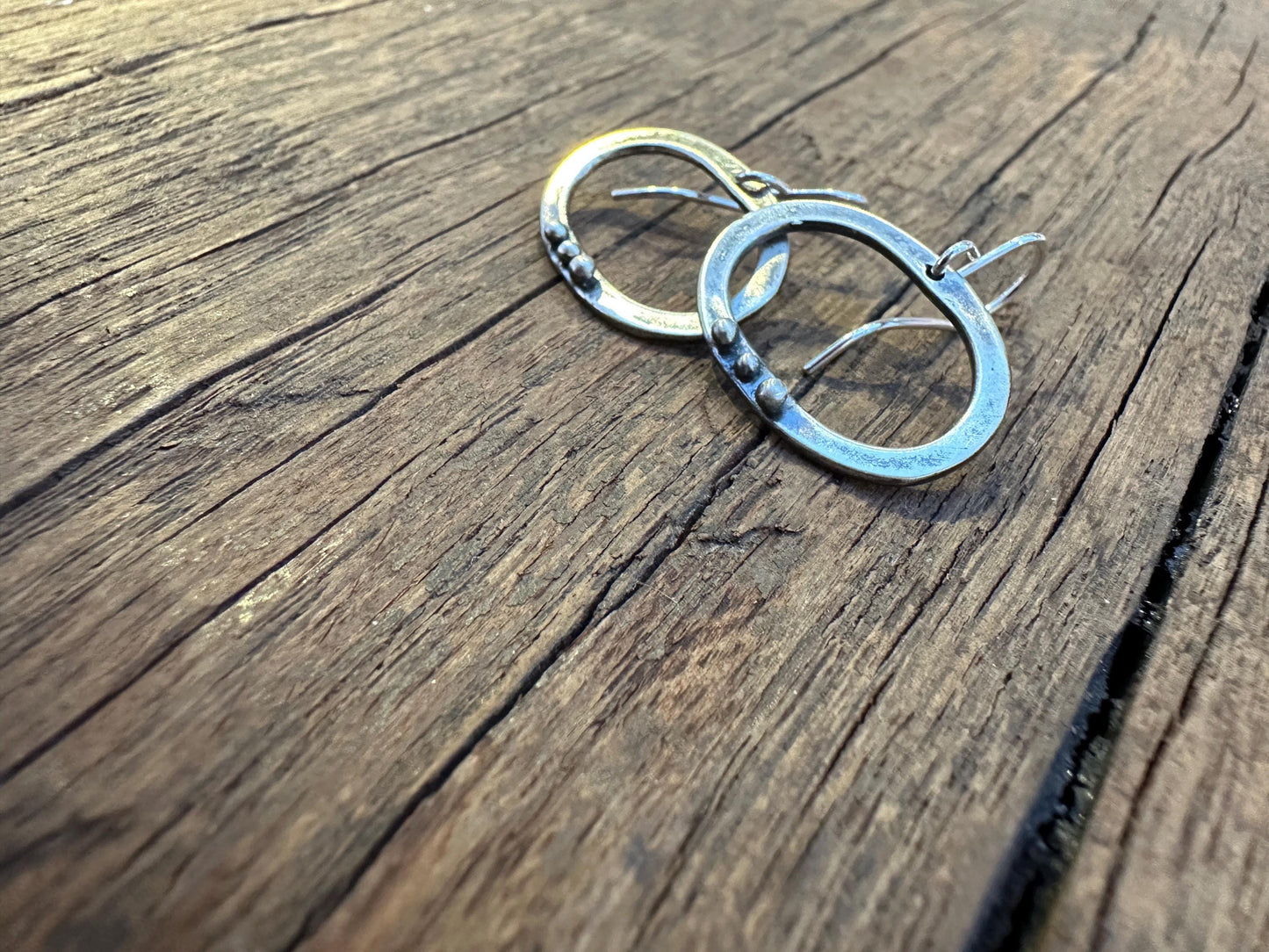 Sterling Silver Oval Dot Earrings "Three Moons" Earrings by iNk Jewelry