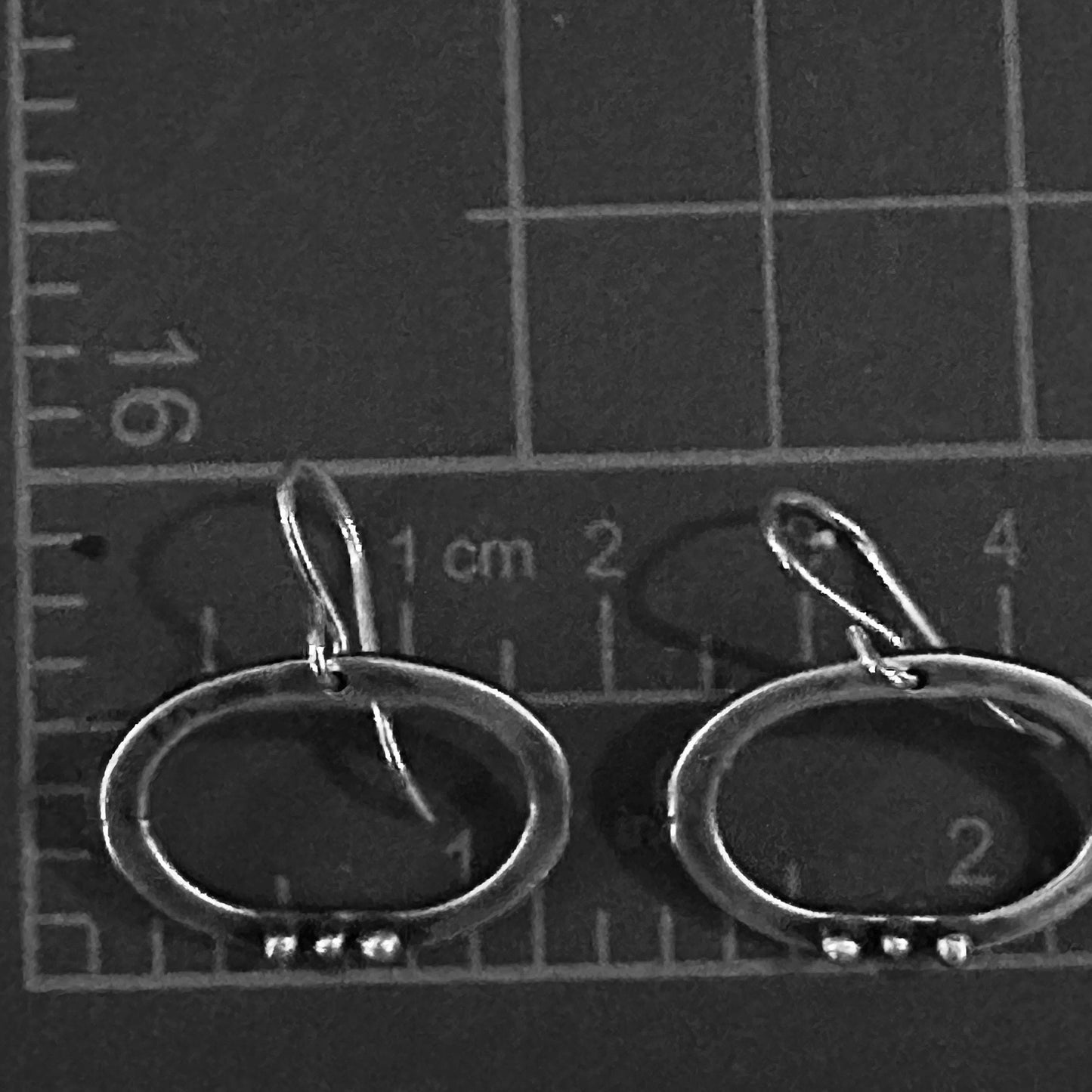 Sterling Silver Oval Dot Earrings "Three Moons" Earrings by iNk Jewelry