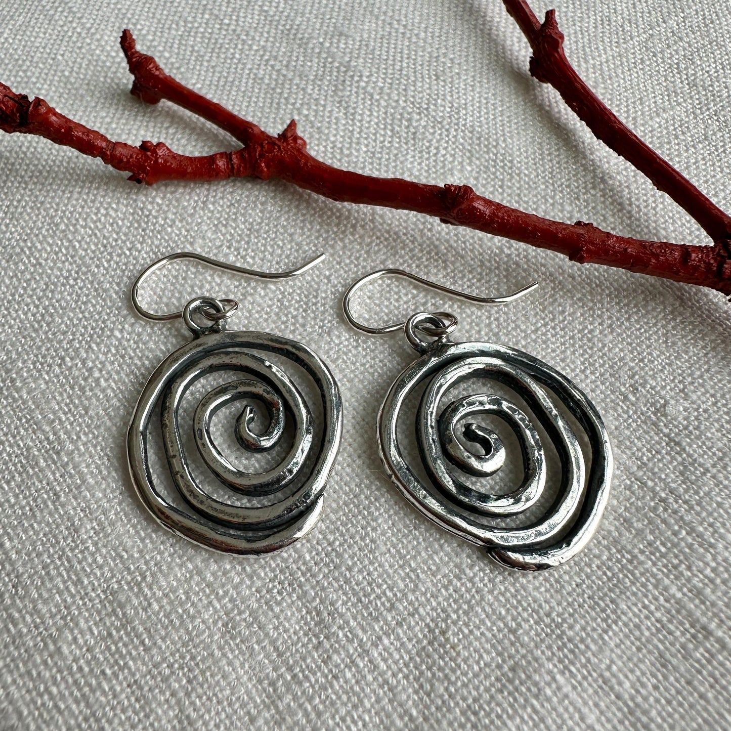 Whimsical Sterling Silver Swirl Earrings – Handmade Dangle Jewelry by iNk Jewelry