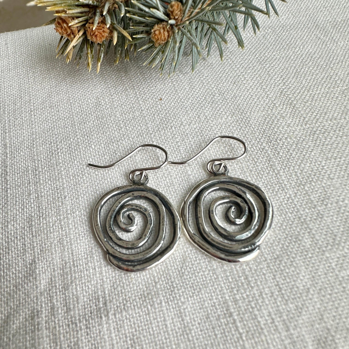 Whimsical Sterling Silver Swirl Earrings – Handmade Dangle Jewelry by iNk Jewelry