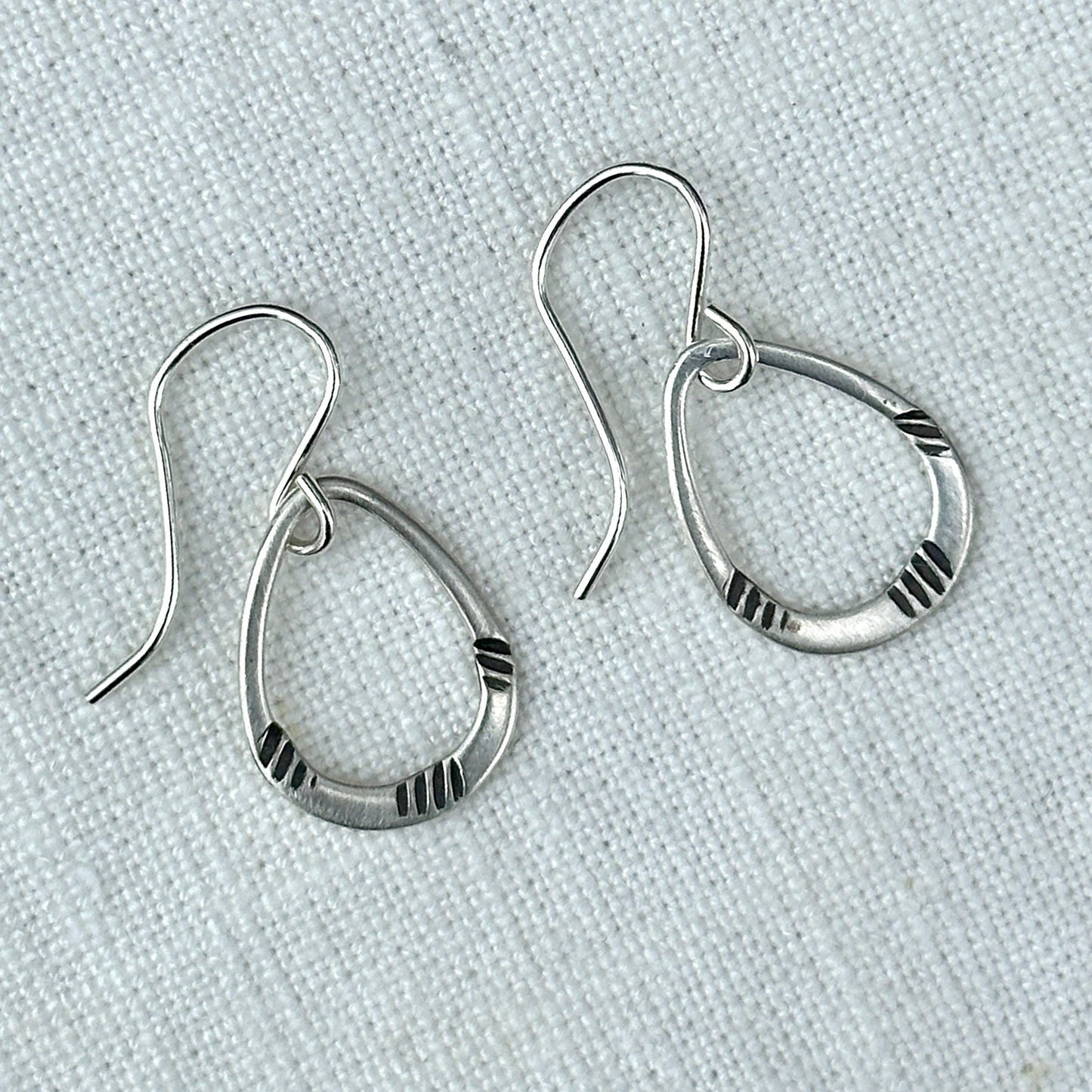 Dainty Sterling Silver Tiny Lisbeth Earrings – Textured Drop Dangle by iNk Jewelry