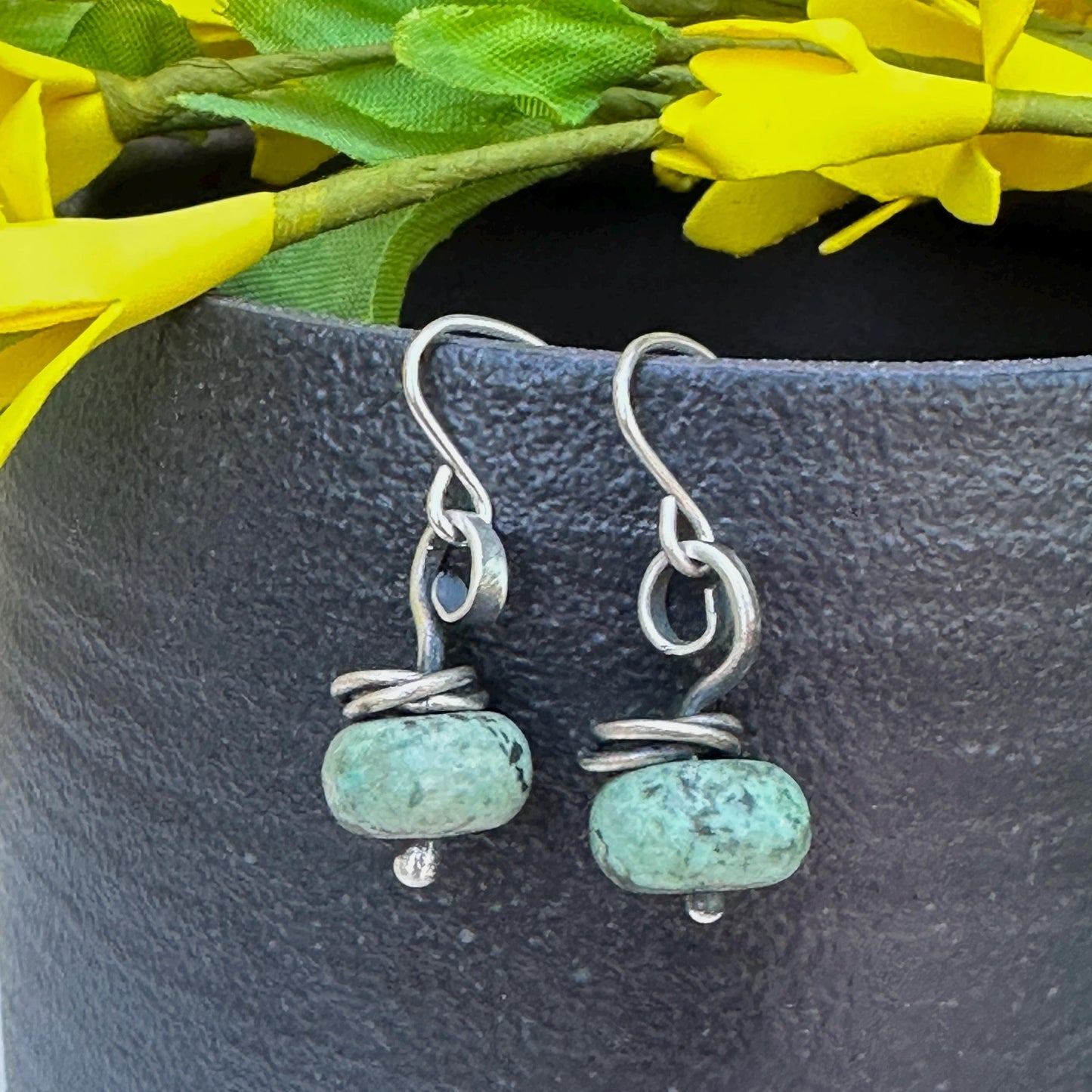 Viola Sterling Silver & African Turquoise Drop Earrings – by iNk Jewelry
