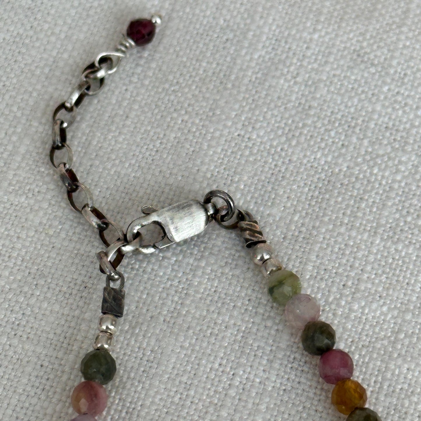 Get Away Tourmaline Necklace – Dainty Gemstone Strand with Sterling Silver Leaf Pendant By iNk Jewelry