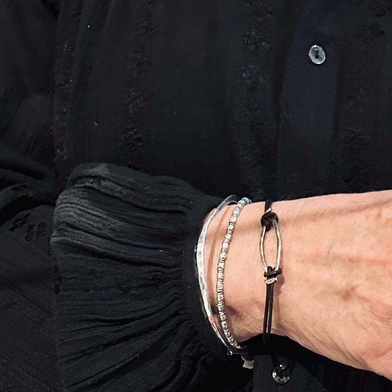 Bridle Leather & Sterling Silver Knotted Bracelet by iNk Jewelry