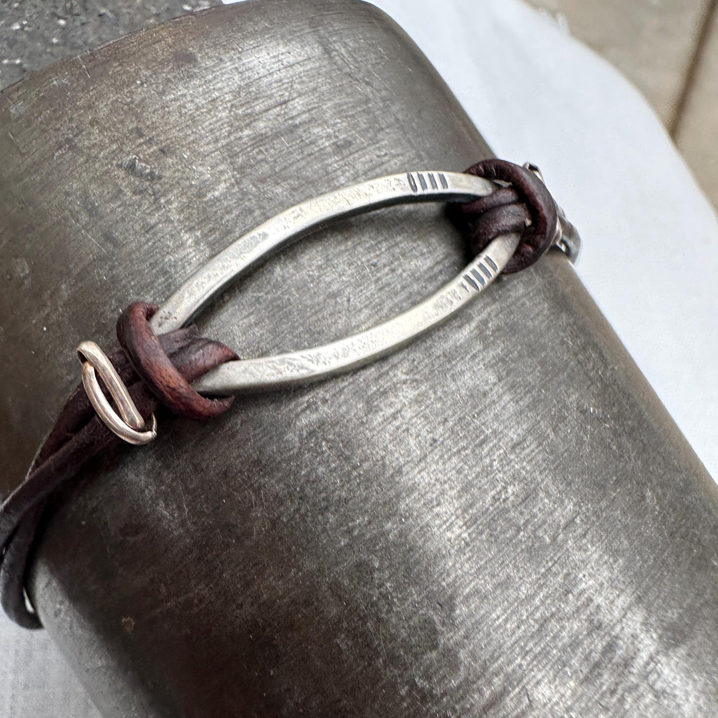 Bridle Leather & Sterling Silver Knotted Bracelet by iNk Jewelry