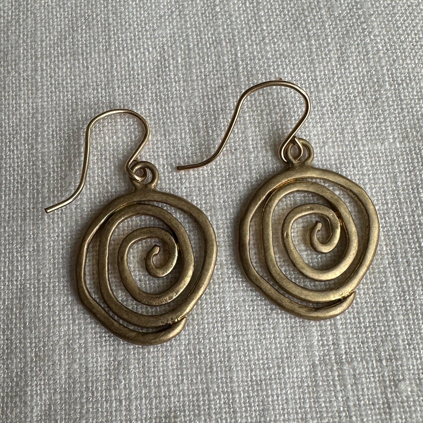 Whimsical Yellow Bronze Swirl Earrings – Handmade Dangle Jewelry by iNk Jewlery