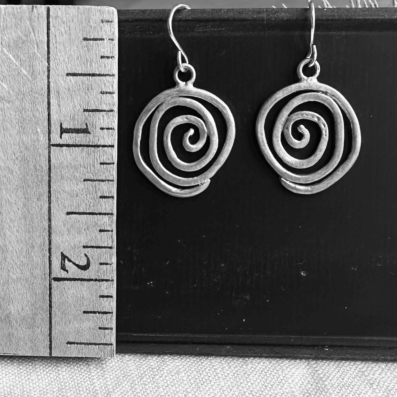 Whimsical Yellow Bronze Swirl Earrings – Handmade Dangle Jewelry by iNk Jewlery