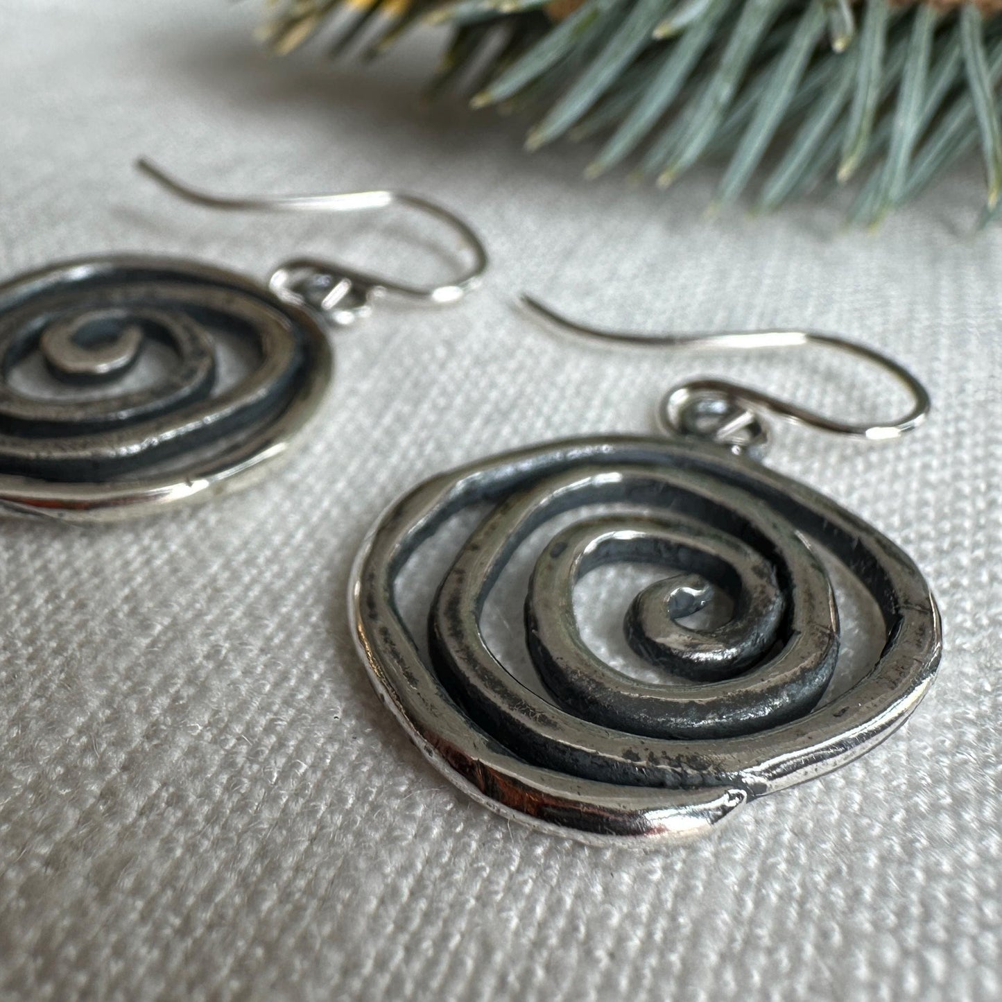 Whimsical Sterling Silver Swirl Earrings – Handmade Dangle Jewelry by iNk Jewelry