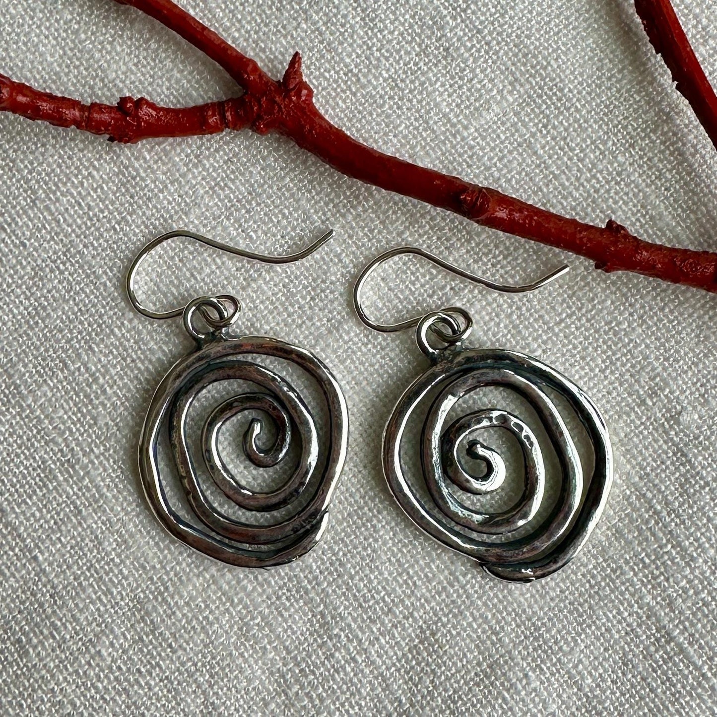 Whimsical Sterling Silver Swirl Earrings – Handmade Dangle Jewelry by iNk Jewelry