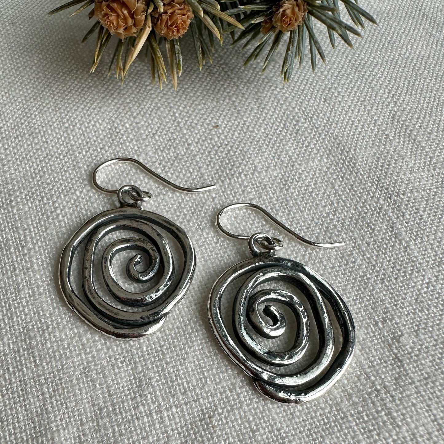 Whimsical Sterling Silver Swirl Earrings – Handmade Dangle Jewelry by iNk Jewelry