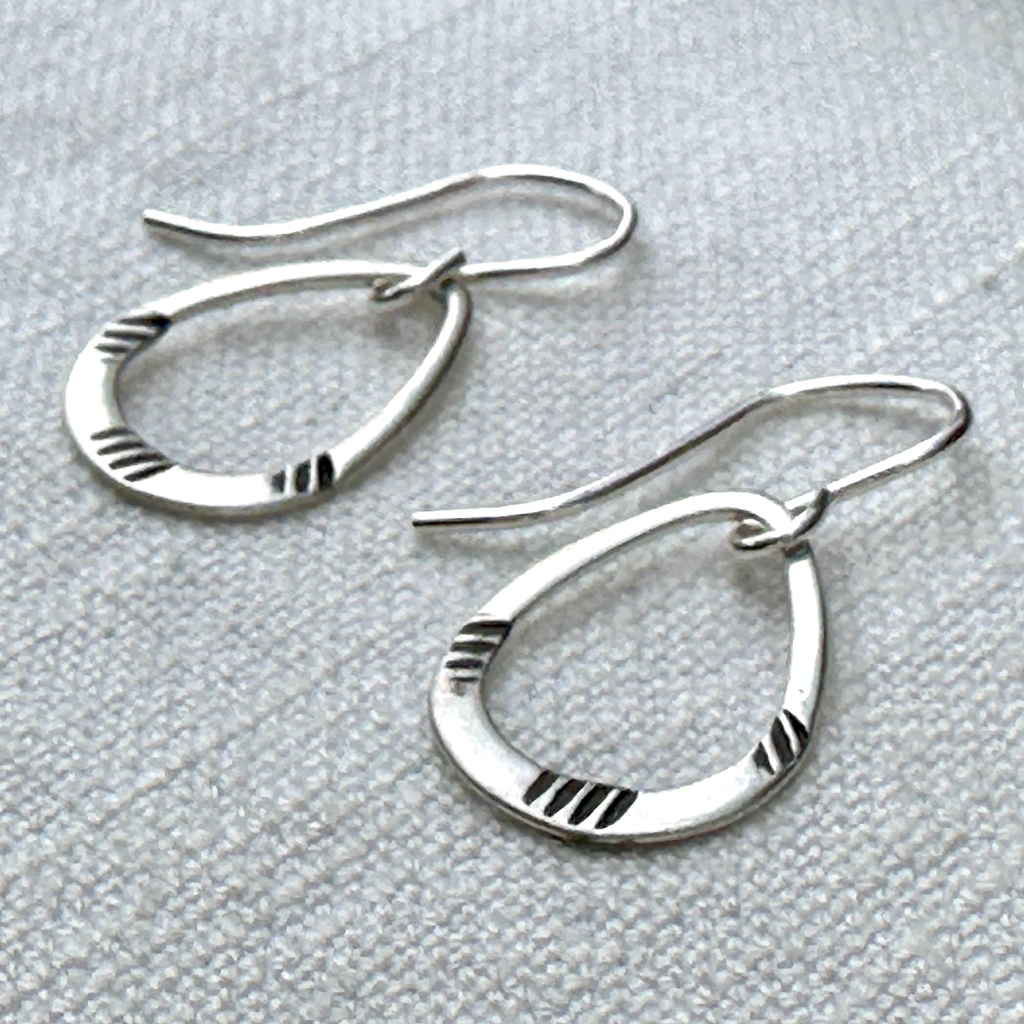Dainty Sterling Silver Tiny Lisbeth Earrings – Textured Drop Dangle by iNk Jewelry