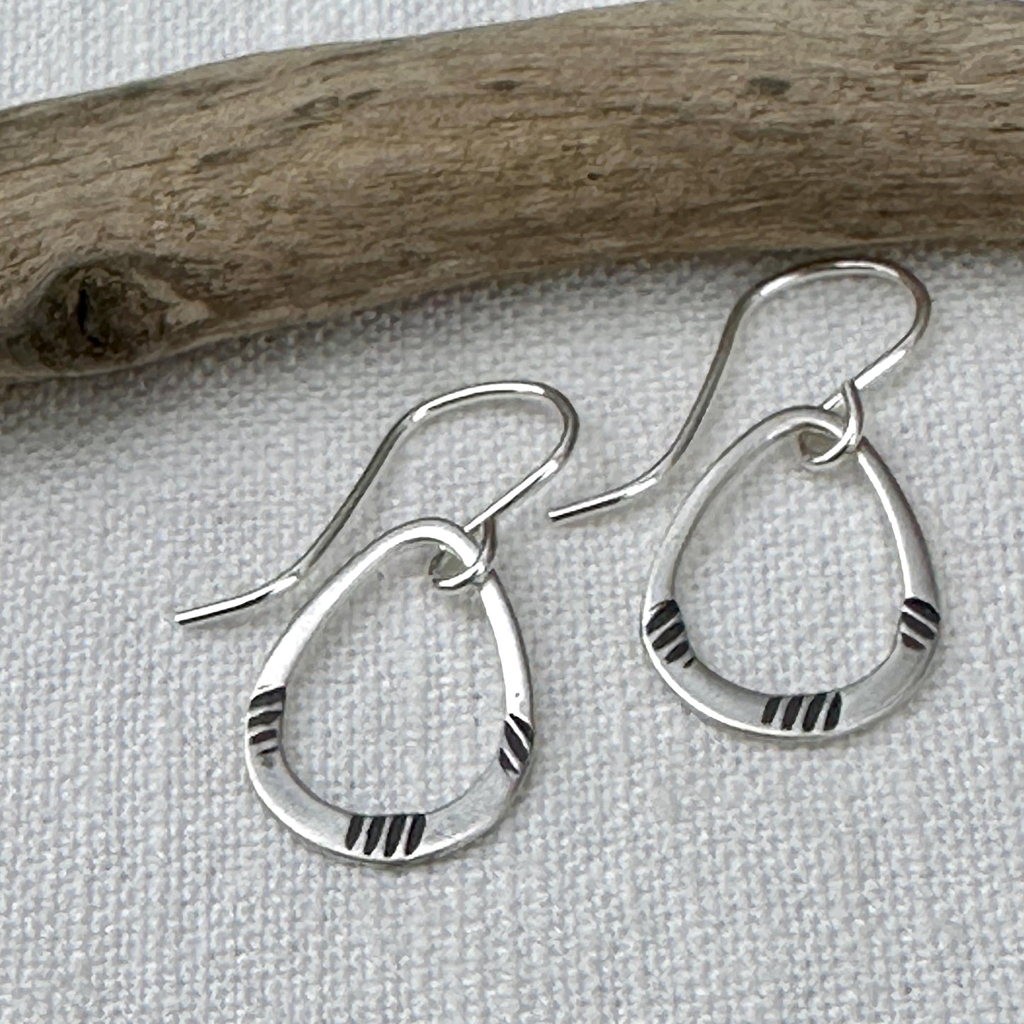 Dainty Sterling Silver Tiny Lisbeth Earrings – Textured Drop Dangle by iNk Jewelry