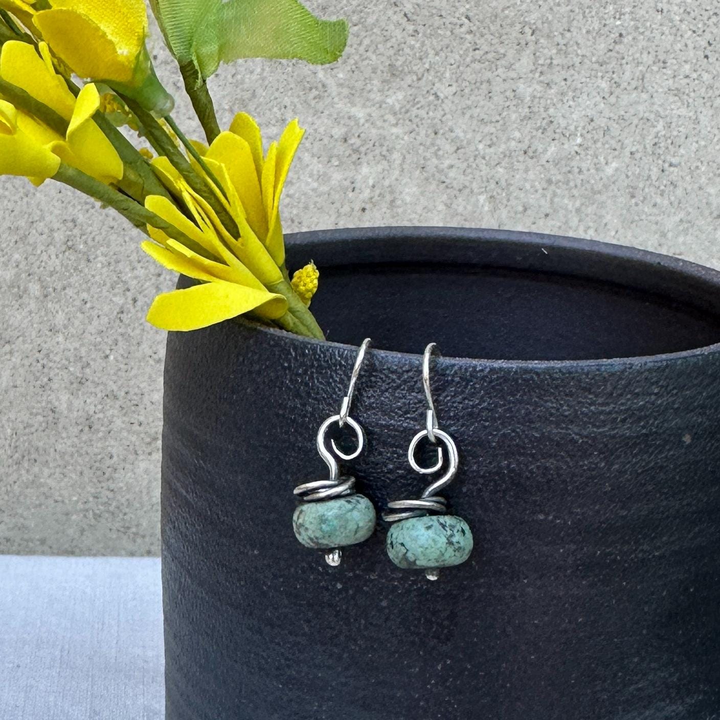 Viola Sterling Silver & African Turquoise Drop Earrings – by iNk Jewelry
