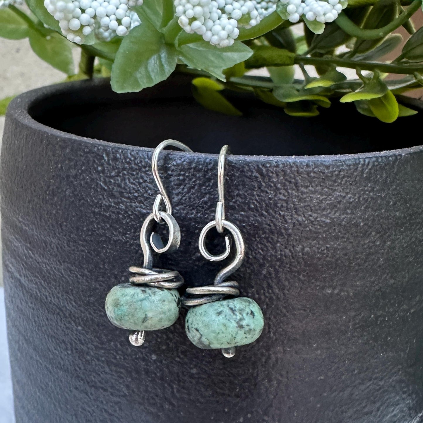 Viola Sterling Silver & African Turquoise Drop Earrings – by iNk Jewelry