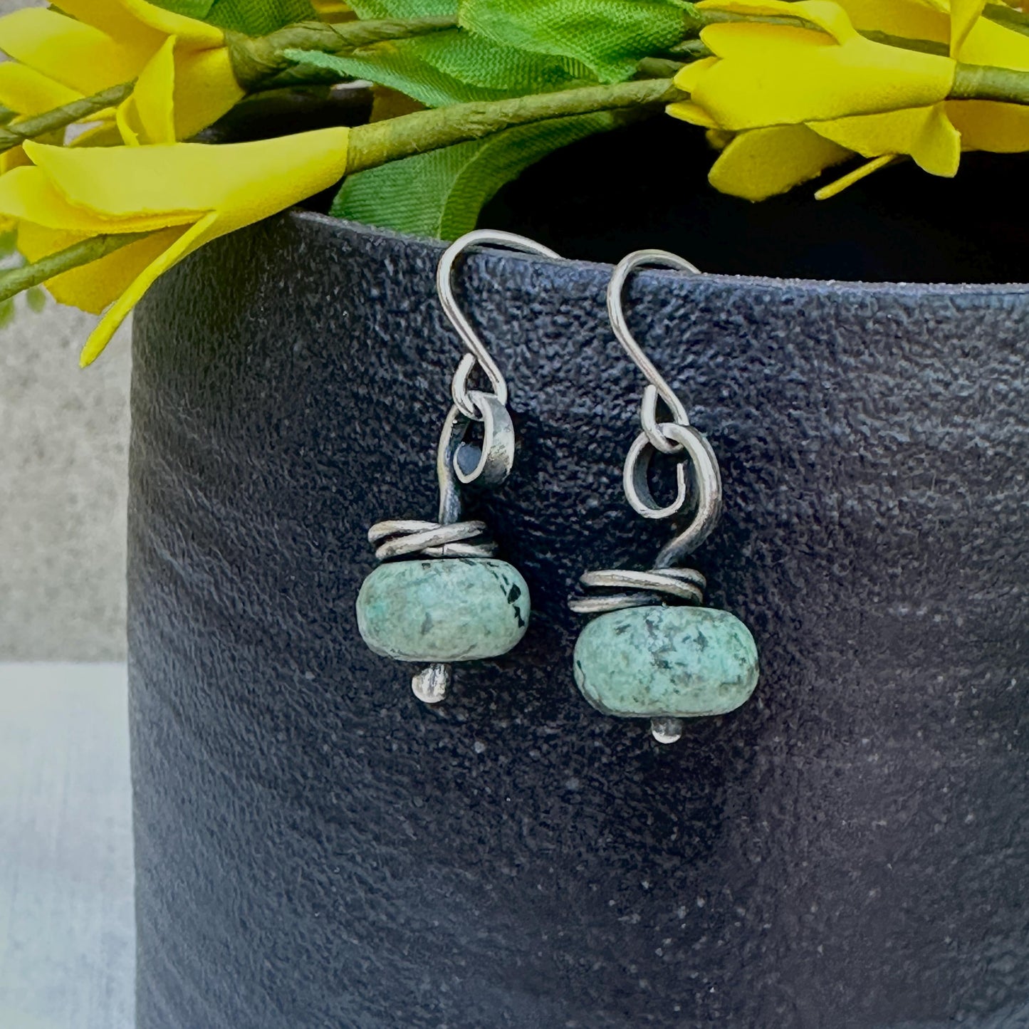 Viola Sterling Silver & African Turquoise Drop Earrings – by iNk Jewelry