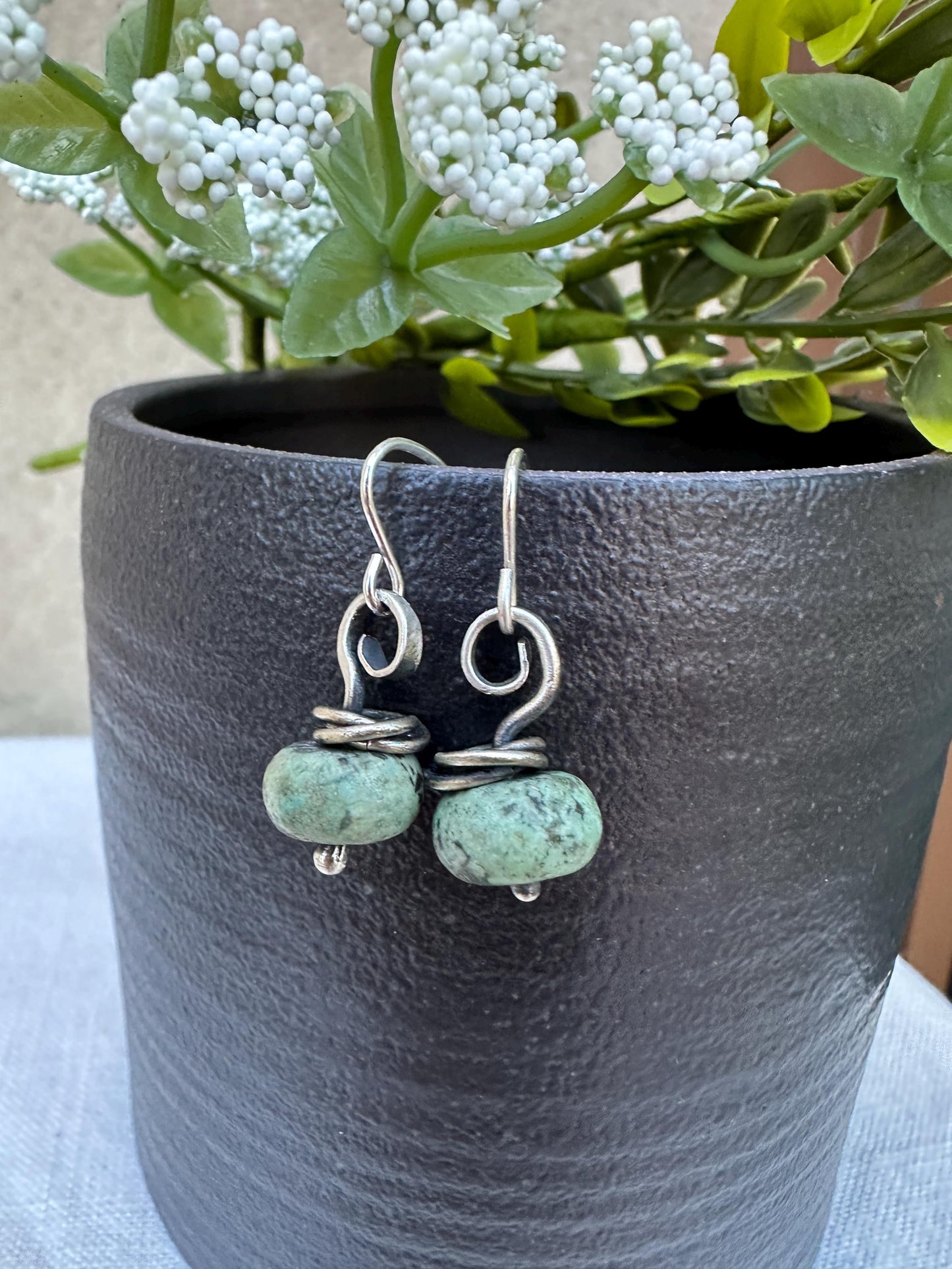 Viola Sterling Silver & African Turquoise Drop Earrings – by iNk Jewelry