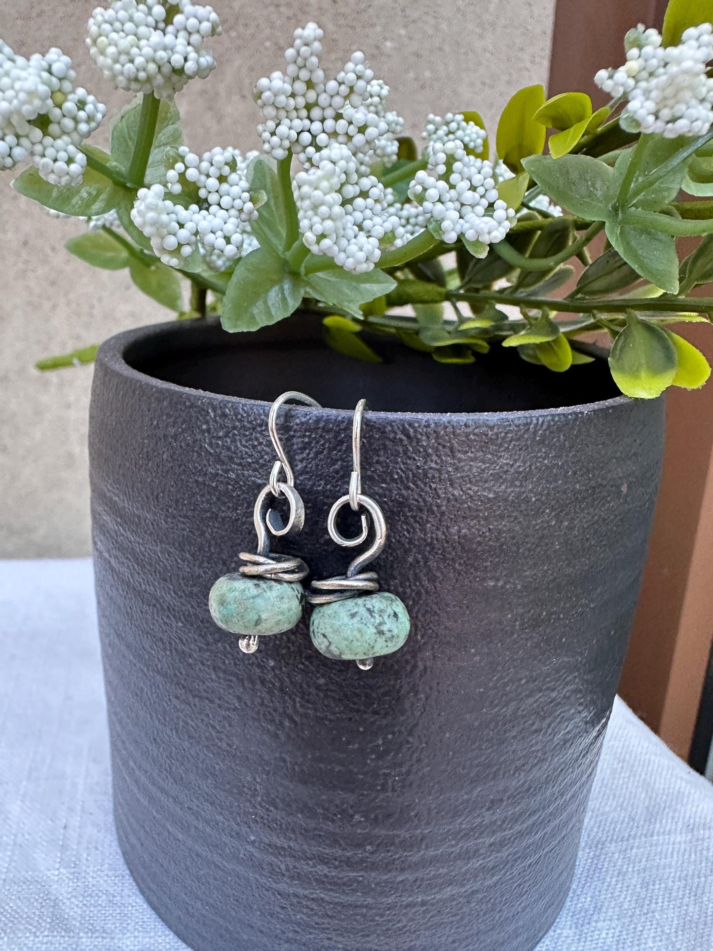 Viola Sterling Silver & African Turquoise Drop Earrings – by iNk Jewelry