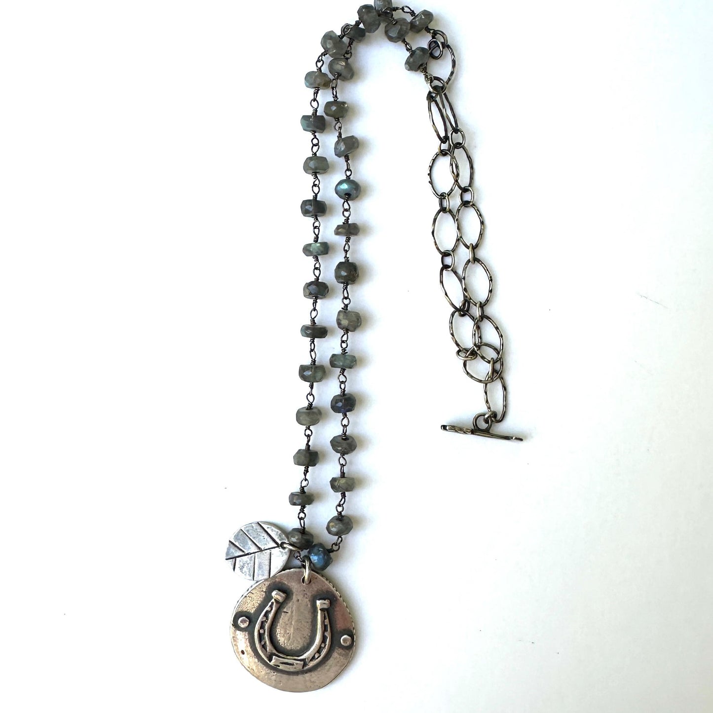 Luckily Sterling Silver Horseshoe & Labradorite Necklace by iNk Jewelry