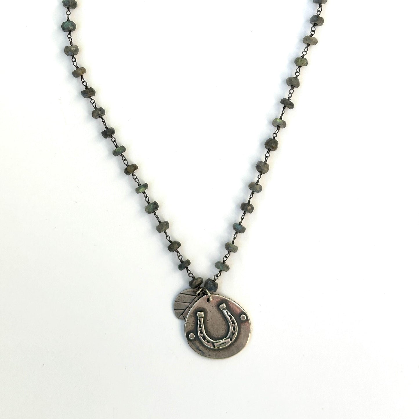 Luckily Sterling Silver Horseshoe & Labradorite Necklace by iNk Jewelry