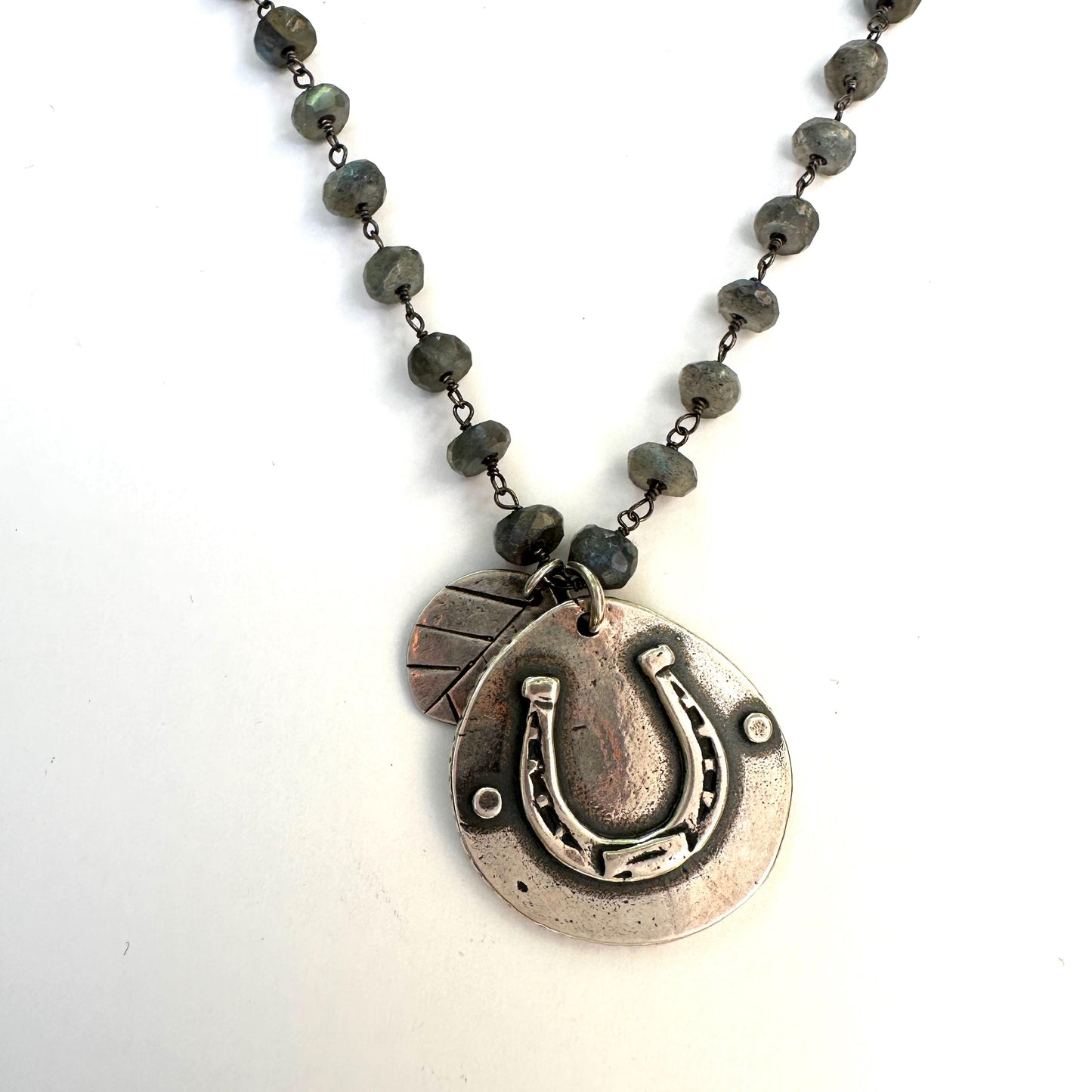 Luckily Sterling Silver Horseshoe & Labradorite Necklace by iNk Jewelry