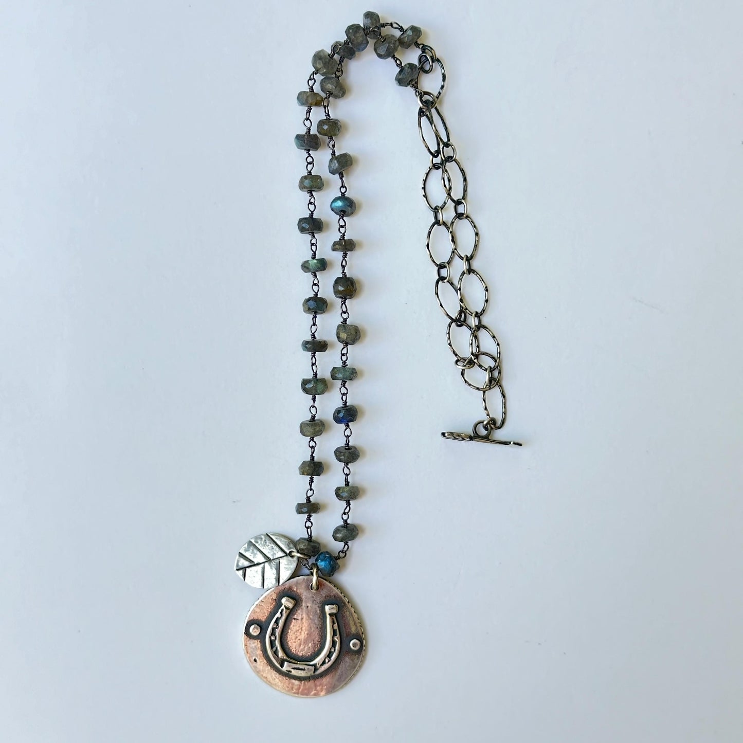 Luckily Sterling Silver Horseshoe & Labradorite Necklace by iNk Jewelry
