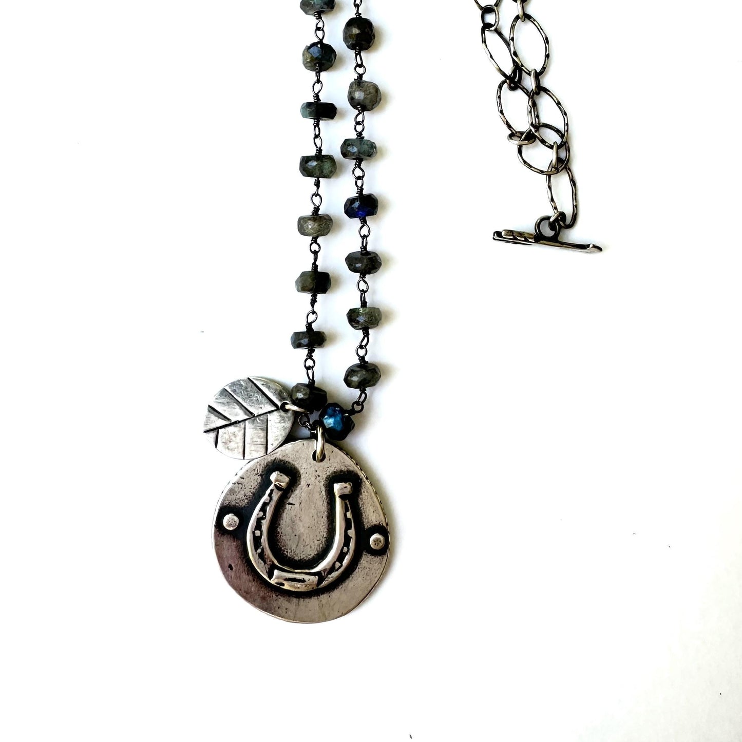 Luckily Sterling Silver Horseshoe & Labradorite Necklace by iNk Jewelry