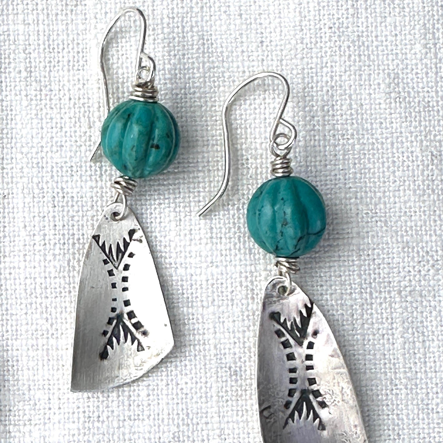 Sterling Silver Wing Earrings Handmade Turquoise Dangle Jewelry by iNk Jewelry
