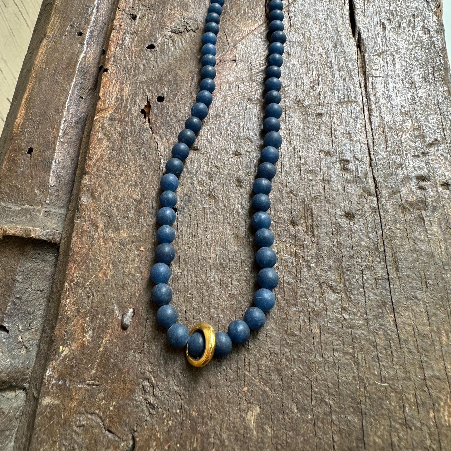 Moonstone Necklace Gift | Aqua Moonstone with Gold Ring, 16–17" Adjustable Chain, Handmade in Colorado by iNk Jewelry