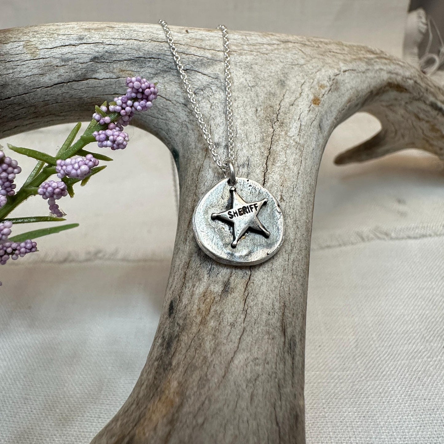 Sheriff Cutie Sterling Silver Badge Necklace by iNk Jewelry