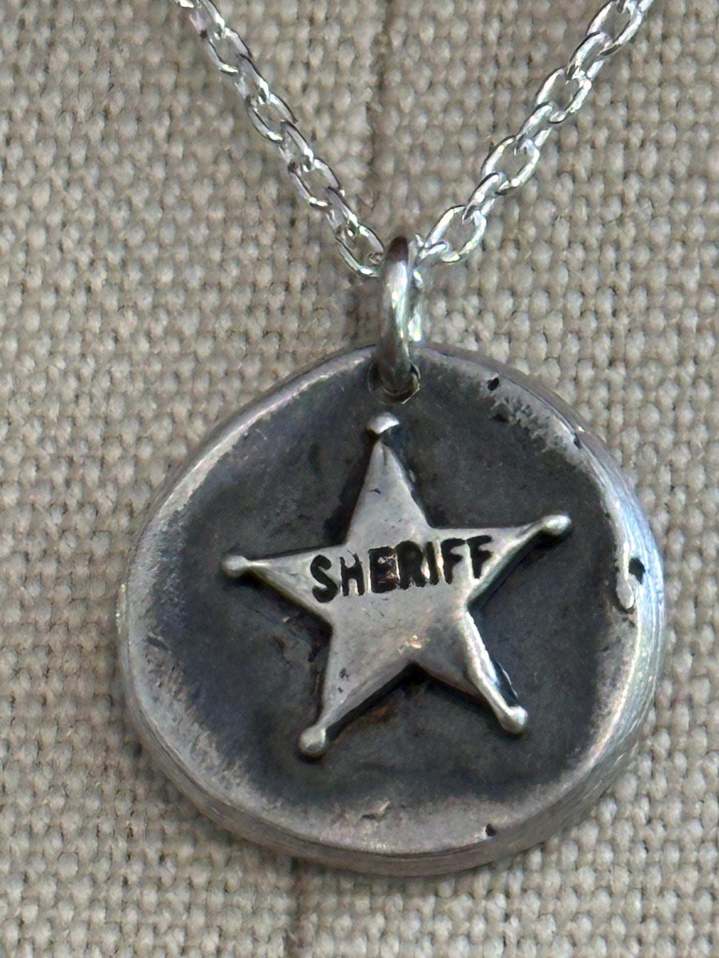 Sheriff Cutie Sterling Silver Badge Necklace by iNk Jewelry
