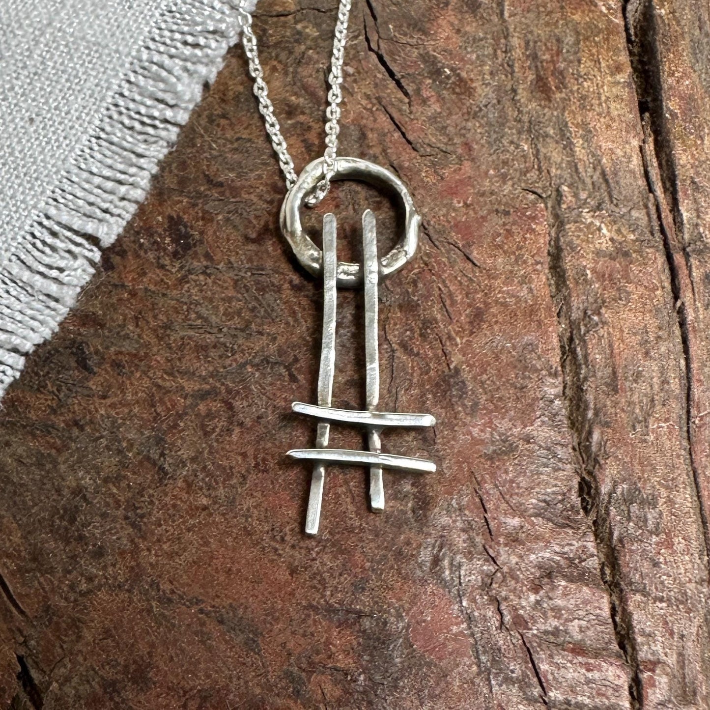 Ladder to the Moon Necklace | Sterling Silver Wire Pendant, Georgia O’Keeffe Inspired, Handmade in Colorado by iNk Jewelry