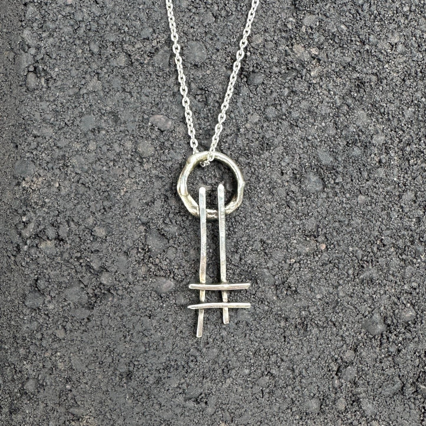 Ladder to the Moon Necklace | Sterling Silver Wire Pendant, Georgia O’Keeffe Inspired, Handmade in Colorado by iNk Jewelry