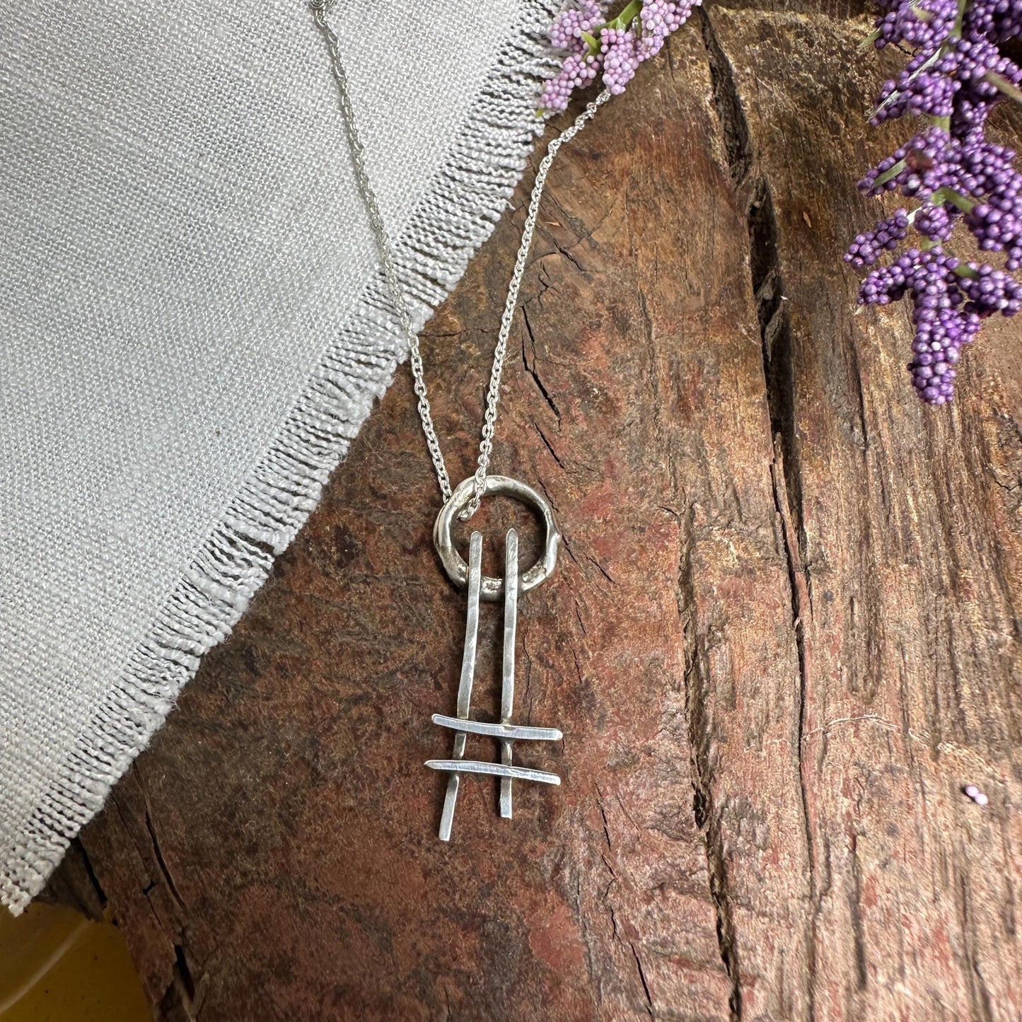 Ladder to the Moon Necklace | Sterling Silver Wire Pendant, Georgia O’Keeffe Inspired, Handmade in Colorado by iNk Jewelry