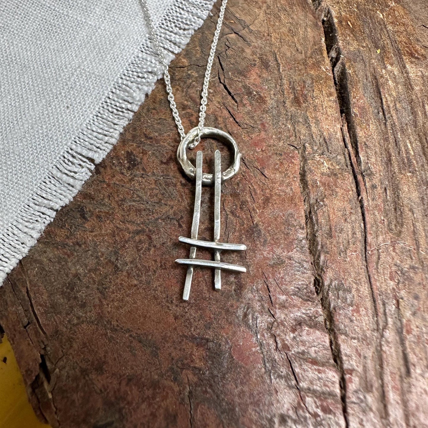 Ladder to the Moon Necklace | Sterling Silver Wire Pendant, Georgia O’Keeffe Inspired, Handmade in Colorado by iNk Jewelry