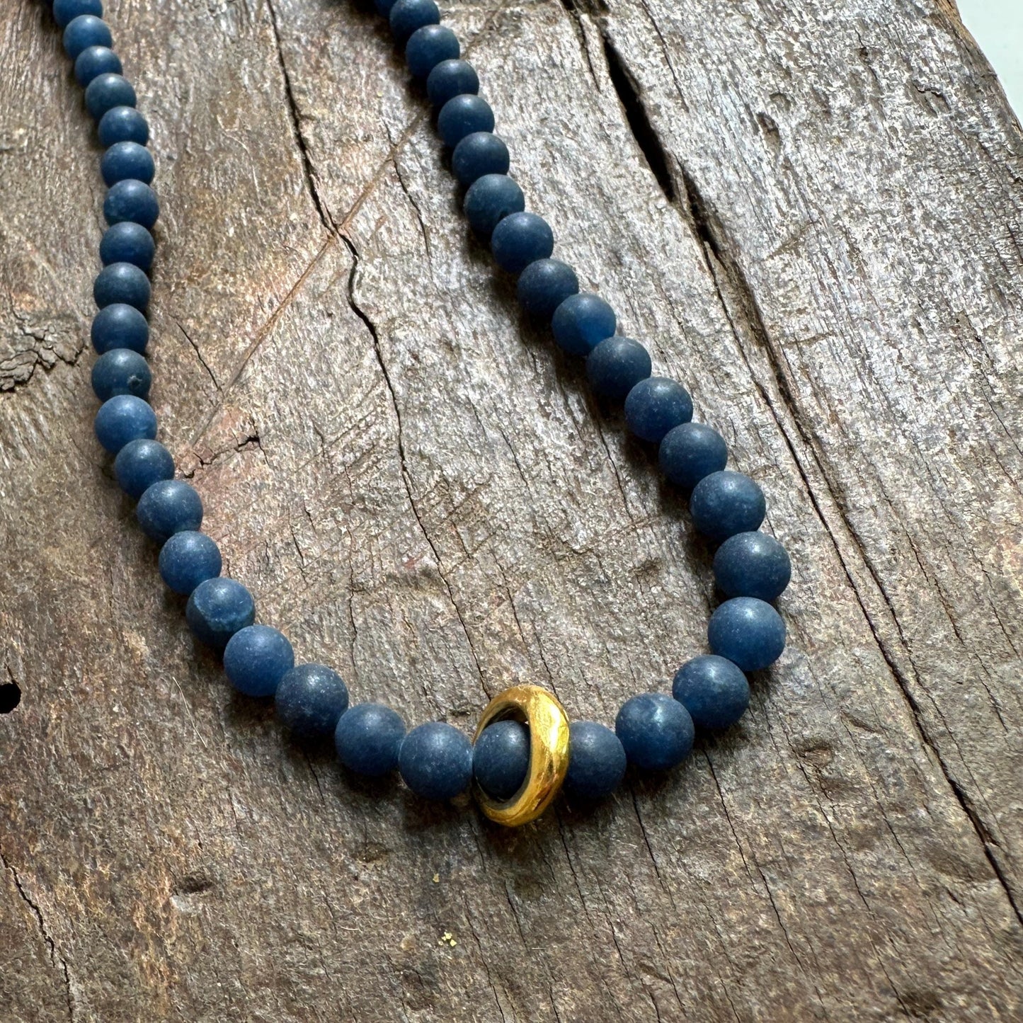 Moonstone Necklace Gift | Aqua Moonstone with Gold Ring, 16–17" Adjustable Chain, Handmade in Colorado by iNk Jewelry