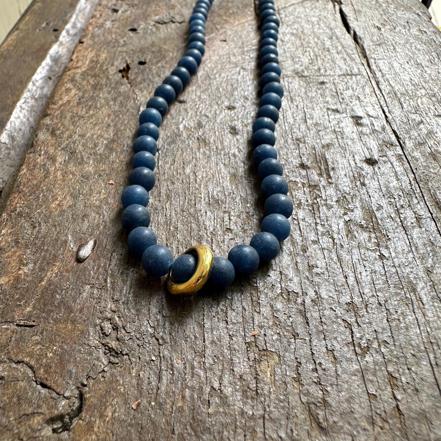 Moonstone Necklace Gift | Aqua Moonstone with Gold Ring, 16–17" Adjustable Chain, Handmade in Colorado by iNk Jewelry