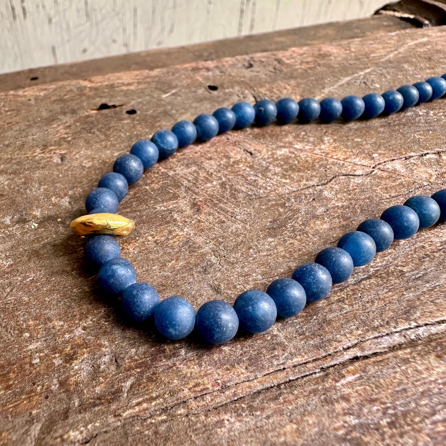 Aqua Moonstone Necklace with Gold Ring: Handmade Gemstone Pendant