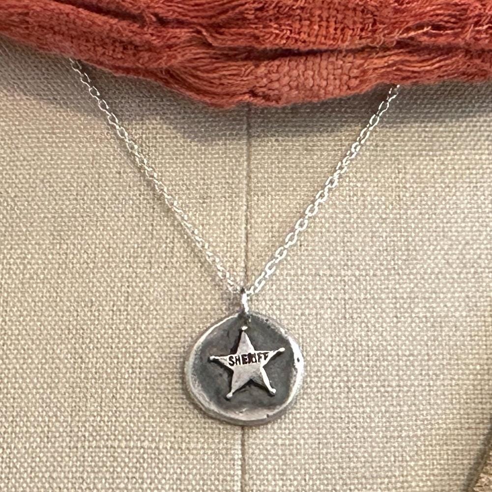 Sheriff Cutie Sterling Silver Badge Necklace by iNk Jewelry