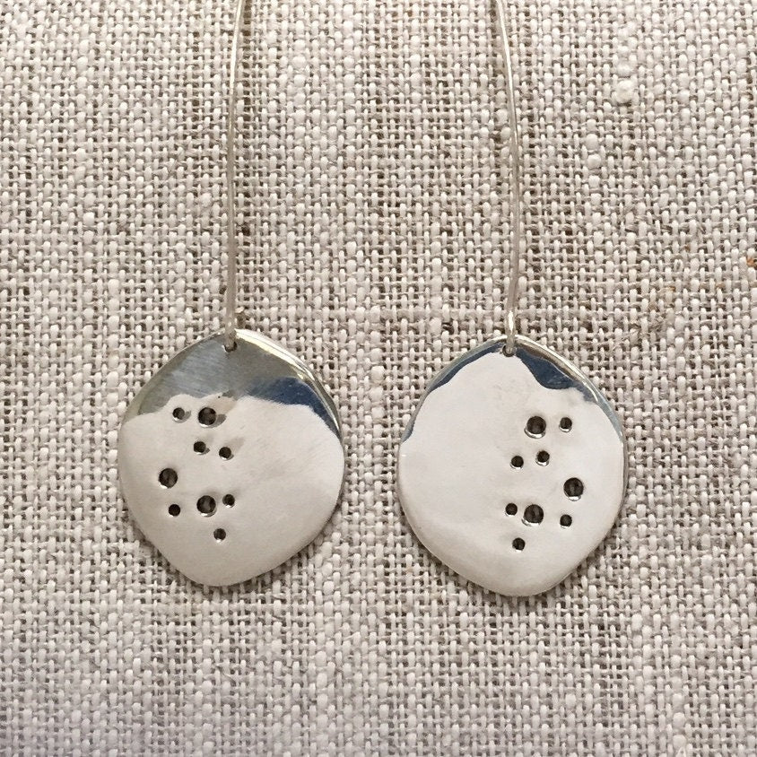 Lunar Elegance: Handcrafted Silver Moon Earrings by iNk Jewelry