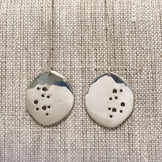 Lunar Elegance: Handcrafted Silver Moon Earrings by iNk Jewelry