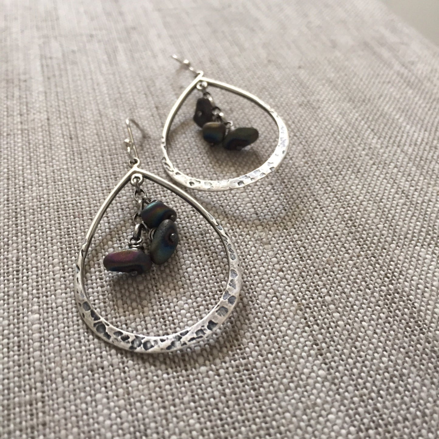 Sterling Silver Teardrop Earring with Gemstone Drops "Lisbeth" by iNk Jewelry