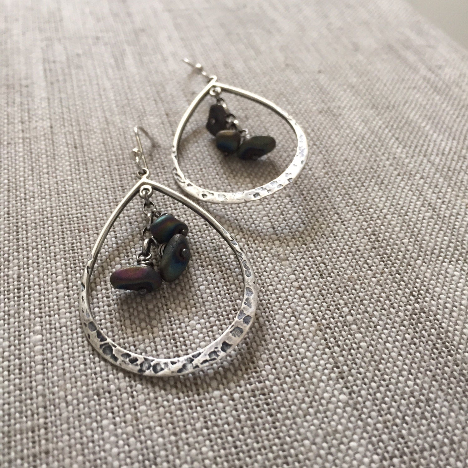 Sterling Silver Teardrop Earring with Gemstone Drops "Lisbeth" by iNk Jewelry